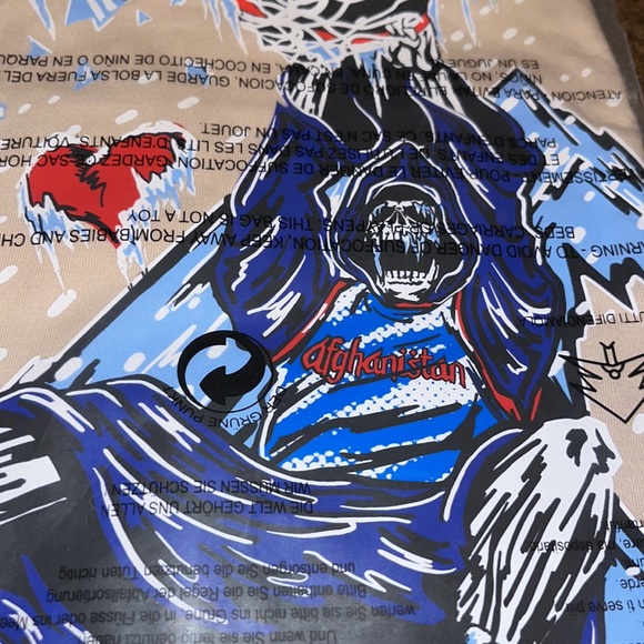 Mens Skull Collection Hills of Afghanistan Cold Heart XL Khaki T-Shirt Baby Blue - Picture 9 of 13